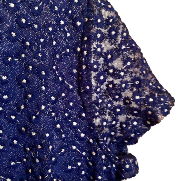 The LIMITED Celestial Dress Deep River Blue Embroidered w Metallic Silver Thread - Picture 4 of 9